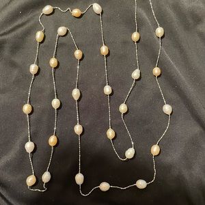 Pearl station necklace with earrings